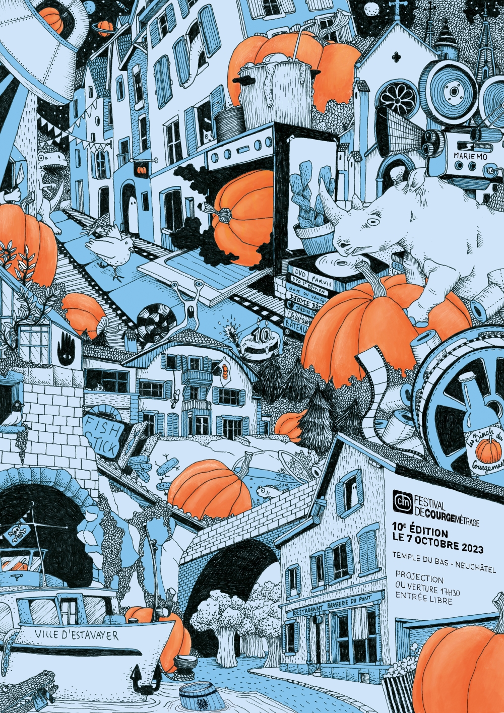 Affiche pour la 10e édition réalisée par Marie-Morgane Adatte, artiste neuchâteloise.